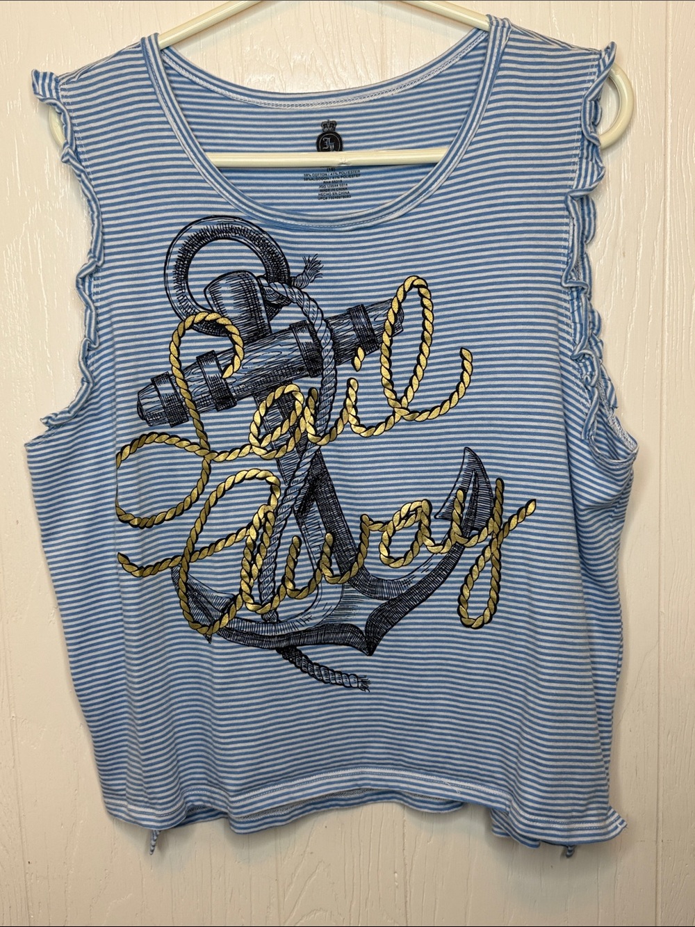 Sail Away Striped Sleeveless Top XL